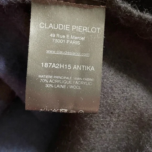 Claudie Pierlot black and blue stripe and fringe cape style poncho cover-up OS - Picture 3 of 4